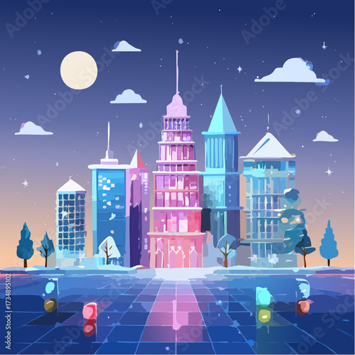 night city in winter
