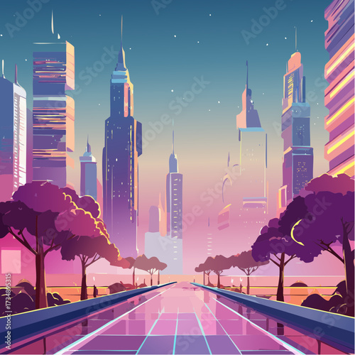 city skyline in the night