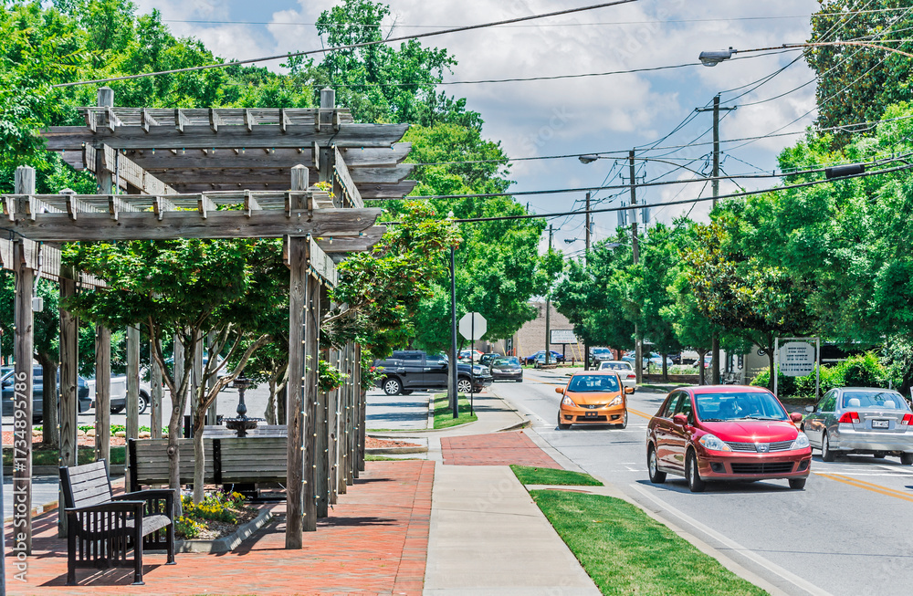 Naklejka premium Traffic in downtown Chamblee Georgia