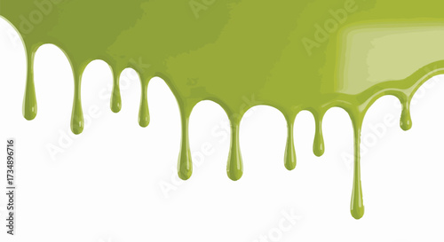 Bright green viscous liquid dripping down