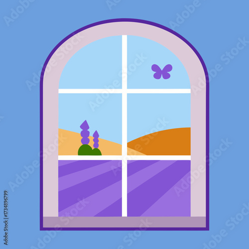 Vector silhouette illustration set: children on the window banner design