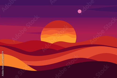 Orange sunlight paints the mountain and sea landscape at dusk, with clouds lighting the horizon