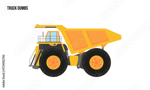 dump truck heavy equipment Flat illustration, dump truck heavy equipment Logo Template vector
