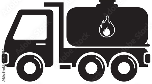 Flammable liquid transport truck vector icon