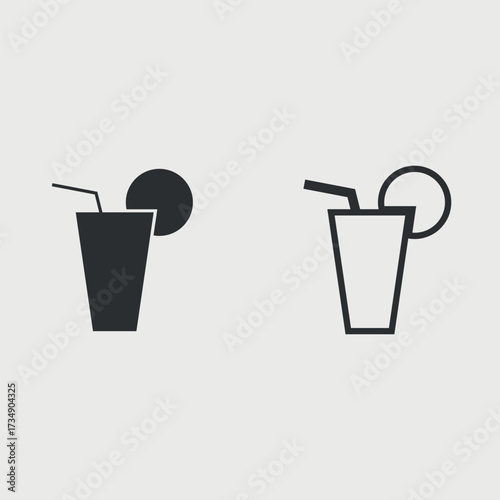 minimalist black outline cocktail glass icon with a lemon  on top , symbolizing drinks, parties and celebrations