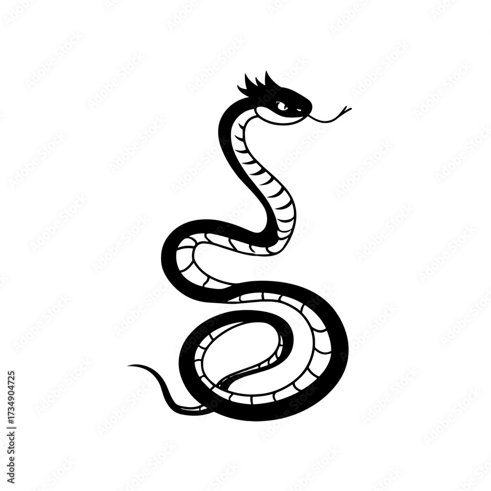 Fototapeta premium Rattlesnake. Rattlesnake simple black and white line art vector logo