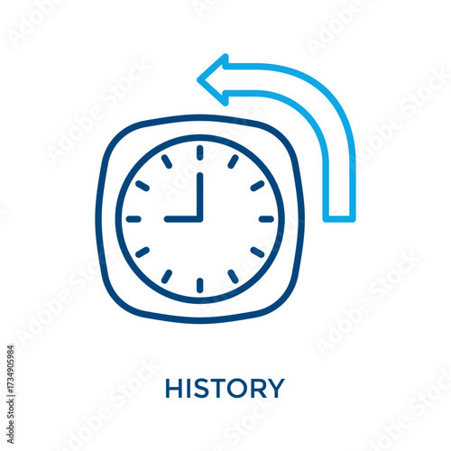 History Icon Outline Color Style. Vector Illustration For Graphic Design
