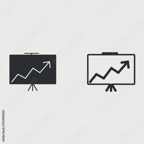 Minimalist Graph board icon- black outline presentation symbol