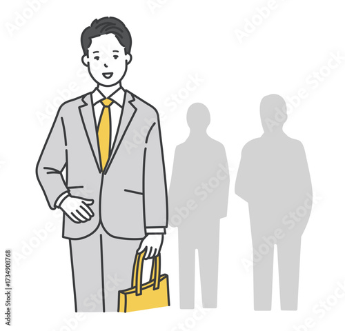 通勤中の男性ビジネスパーソンのイラスト