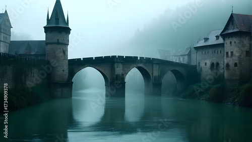 Mystic Misty Bridge at Dusk