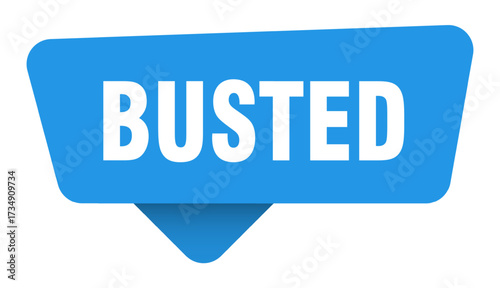 busted sticker. busted blue sign isolated on transpatent background