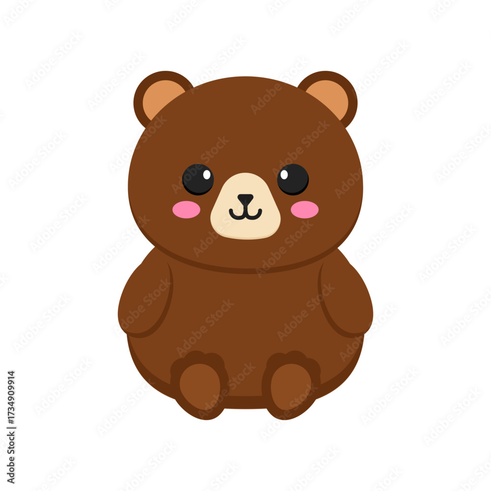 Fototapeta premium Cute Kawaii Brown Bear Character Illustration for Childrens Projects
