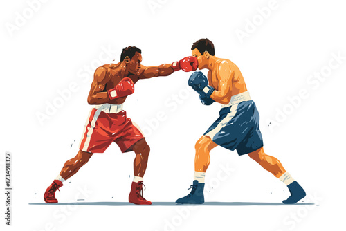 Boxer getting punched during a boxing match sports isolated