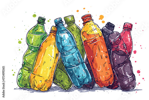 Close-Up of Crushed Plastic Bottles for Recycling eco isolated
