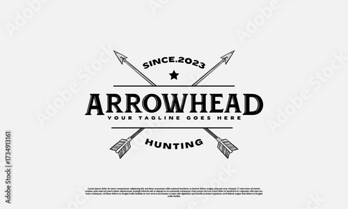 Cross Arrow for Rustic Vintage Retro Hunting Logo Design, hand Drawn Arrow logo template