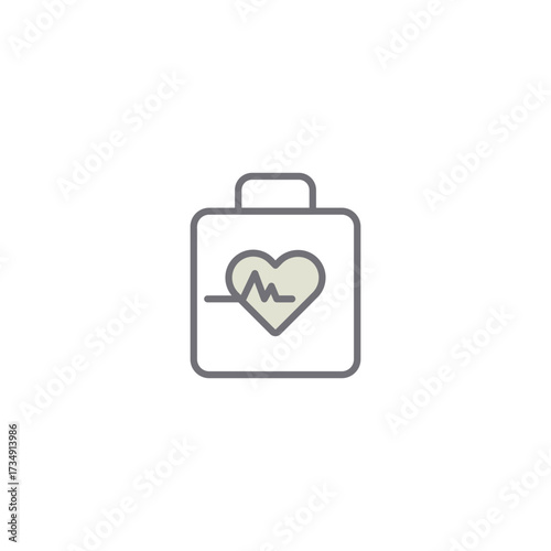 Minimalist Medical Briefcase Icon Featuring a Heartbeat EKG Pulse Symbol