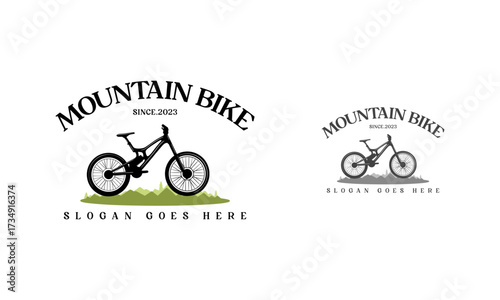 Vintage biking logo badges and labels. Bike silhouette hand drawn