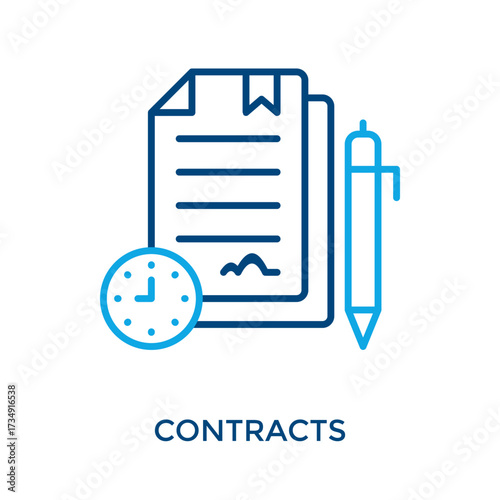 Contracts Icon Outline Color Style. Vector Illustration For Graphic Design