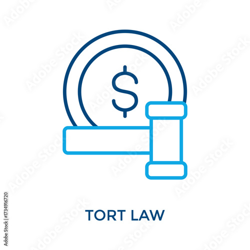 Tort Law Icon Outline Color Style. Vector Illustration For Graphic Design