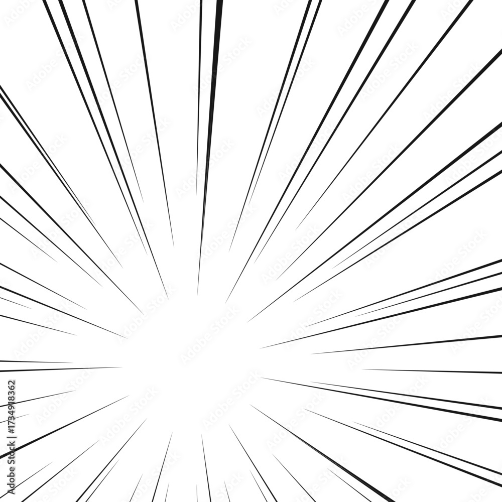 Naklejka premium Dynamic Radial Action Lines Illustration for Manga Comic Book Background Effect