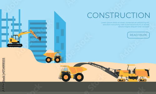 Landing page under construction concept website Flat design style background
