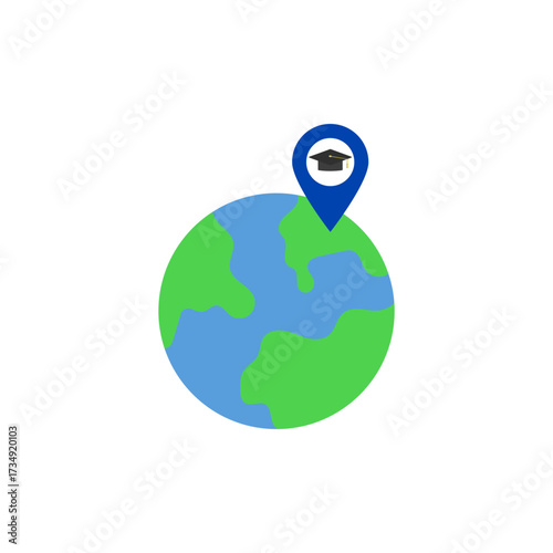 Global Education Location Pin Icon Representing Worldwide Academic Opportunities and Study Abroad Programs for Learners