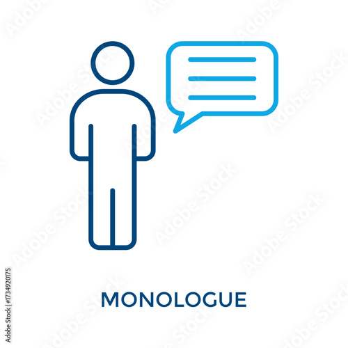 Monologue Icon Outline Color Style. Vector Illustration For Graphic Design