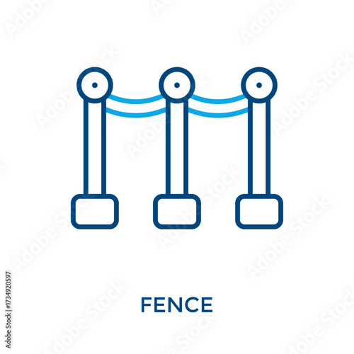 Fence Icon Outline Color Style. Vector Illustration For Graphic Design