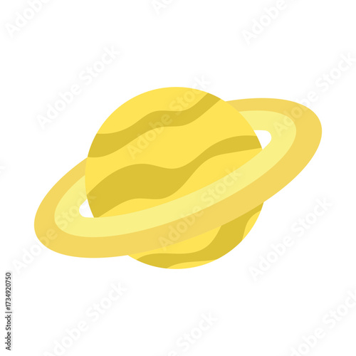 Yellow planet with rings and stripes illustration