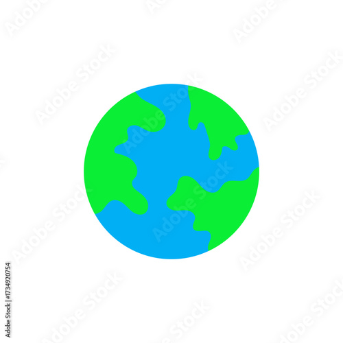 Vector illustration of planet Earth showing continents and oceans in blue and green colors