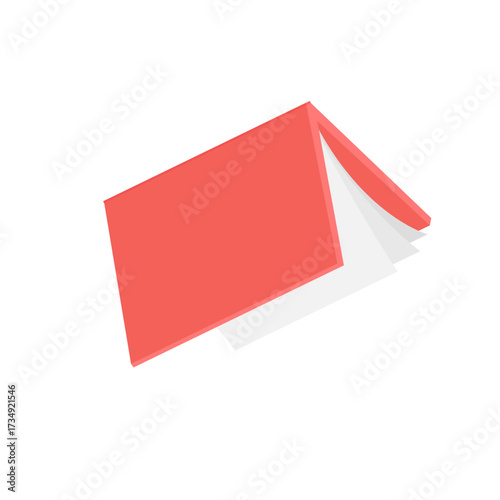 Open red book with white pages, vector illustration