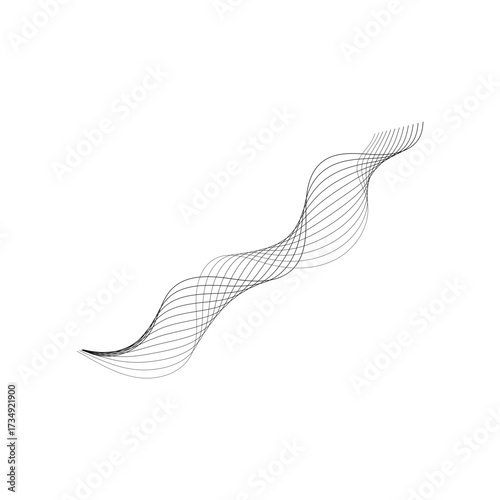 Abstract gray wave pattern on a white background - fluid motion and dynamic form