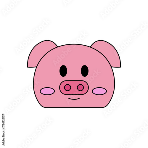 Delightful pink pig head icon, a cheerful and simple graphic illustration capturing the essence of a cute farm animal concept