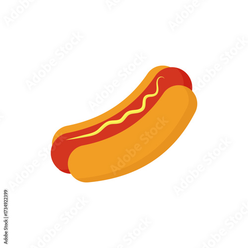 Delicious American Classic Hot Dog with Mustard on a Bun. Perfect for a Quick Meal, Picnic, or Summer Barbecue