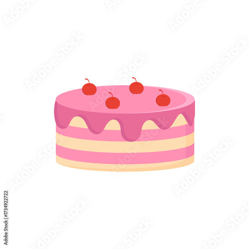 Sweet Wave Cake A delectable layered dessert with a creamy pink icing and cherries on top, perfect for any celebration