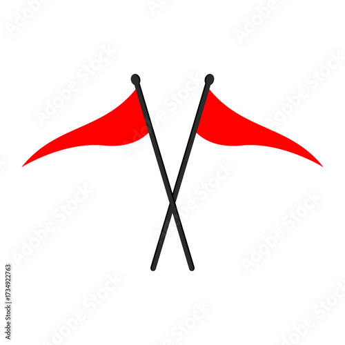Alert Waves Cross Flags Symbolizing Warning and Action Needed, Emphasizing Signals for Urgent Attention