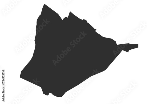 A black silhouette of the city map of Ganja, Azerbaijan. A simple and clean vector shape of the city's boundaries.