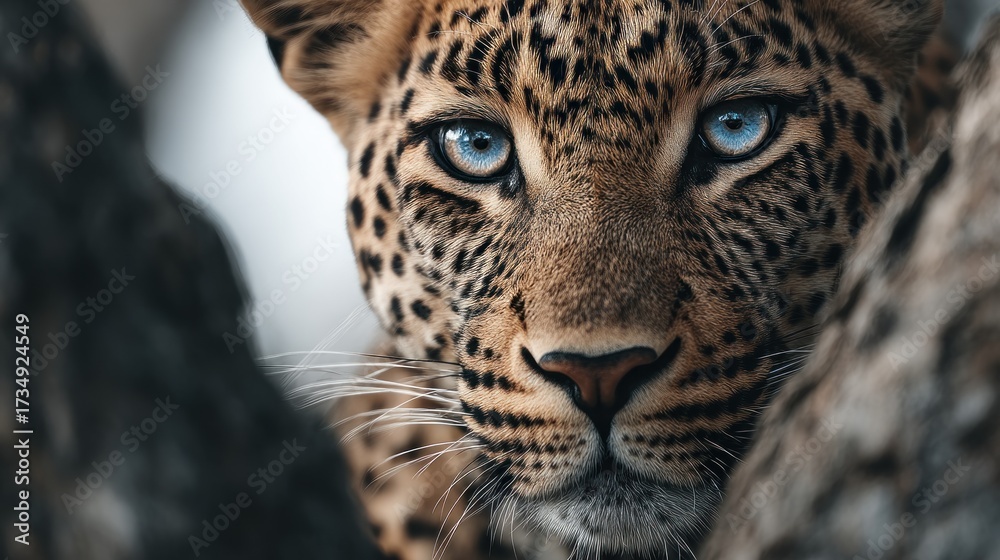 Fototapeta premium Mesmerizing leopard portrait unveiling captivating gaze and intricate patterns
