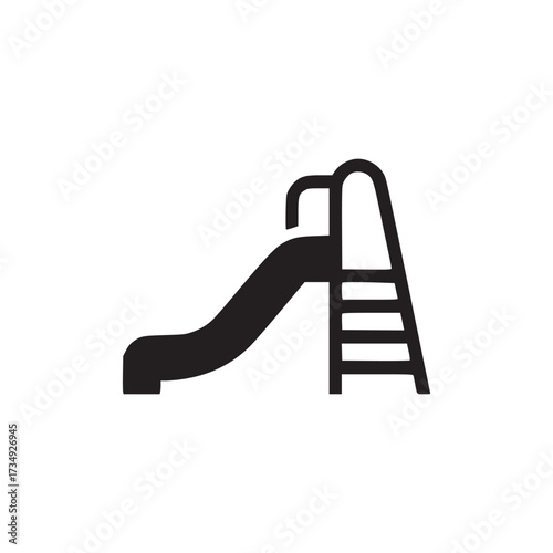 Vector art of playground slide icon symbol of fun, recreation, and childhood simple vector illustration of a slide with a ladder for climbing and a sloping surface for sliding