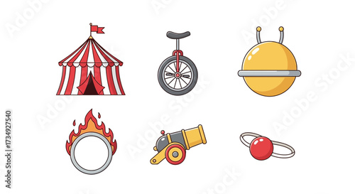Vector art of collection of circus icons