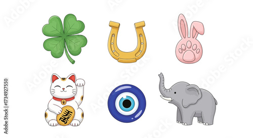 Vector art of collection of lucky charms