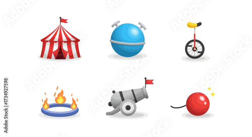 Vector art of circus icons set