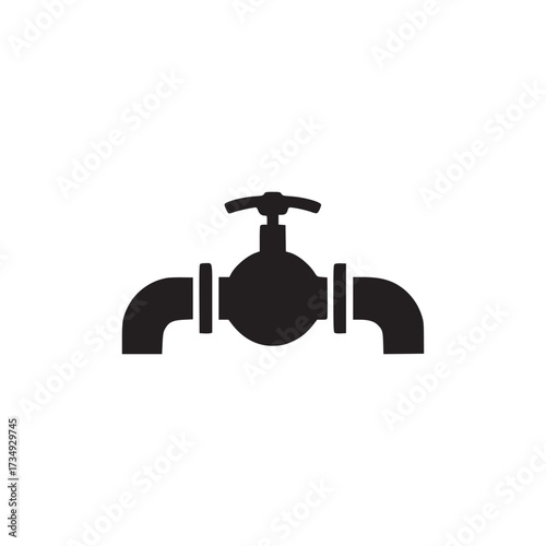 Illustration of a black water tap, depicting plumbing, water supply, and sanitation, suitable for use in infographics, websites, and educational materials related to water management