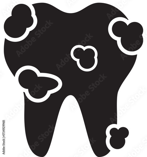 Icon of a tooth with plaque and signs of decay