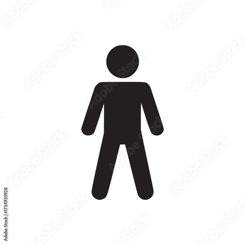 Vector art of simple black silhouette of a man, representing masculinity, a generic human figure, or a symbol for male identity in a minimalist style