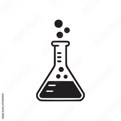 Vector art of erlenmeyer flask with bubbling liquid this simple vector graphic is perfect for science, chemistry, or laboratory themes, offering a clean and modern design element