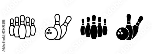 Bowling icon vector. bowling ball and pin sign and symbol.