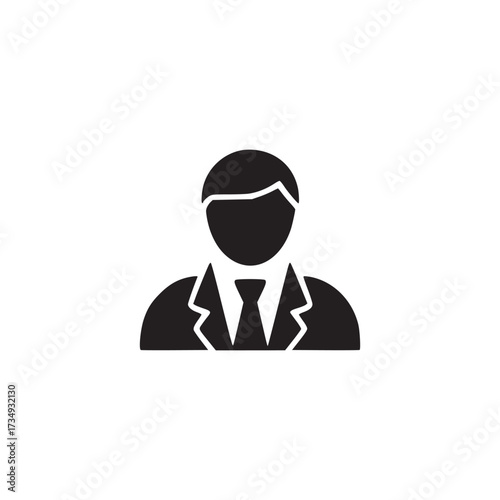 Vector art of a black silhouette of a businessman, embodying professionalism, leadership, and corporate identity in a simple and elegant design, ideal for business and management related visuals