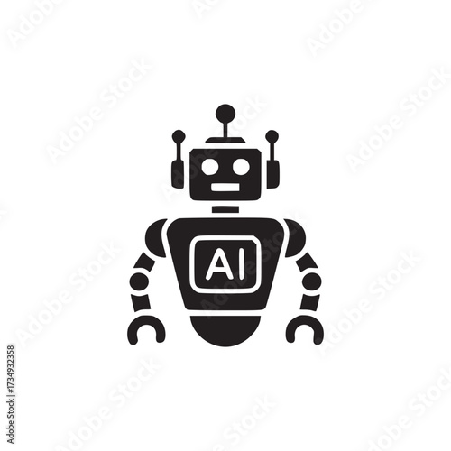 Illustration of robot, an artificial intelligence machine, symbolizing technology, automation, and the future of robotics in a clean and modern design