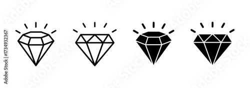 Diamond icon vector. diamond gems sign and symbol